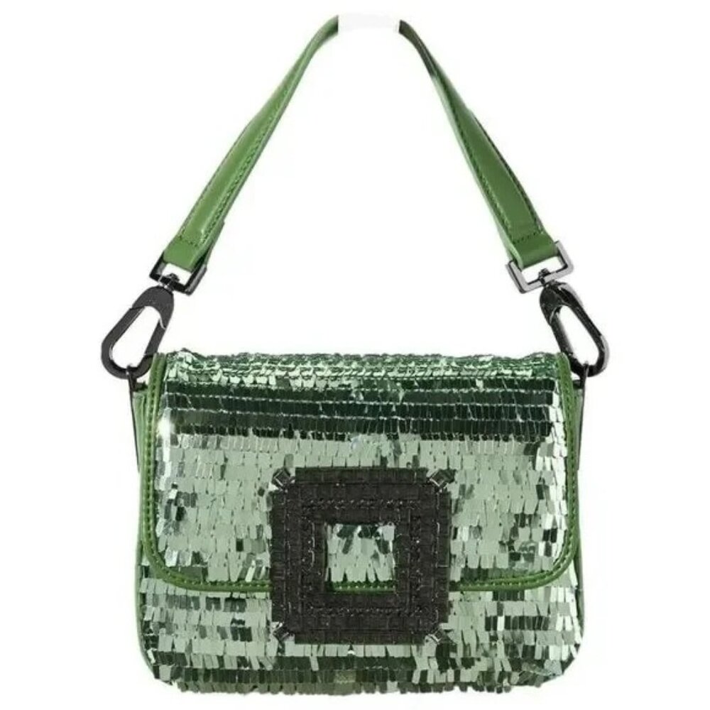 Anthropologie Bibi Lou Bake Green Sequin Small Embellished Purse Bag